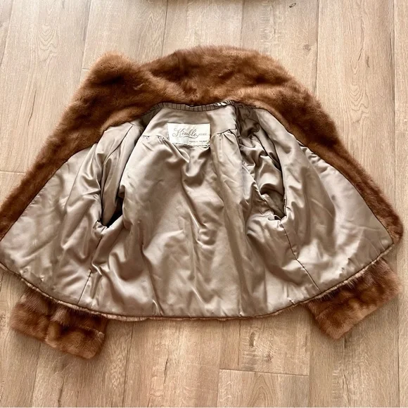 Luxury Kimble Furs Genuine Mink Fur Brown Crop Short Coat, Mint Vintage Size M